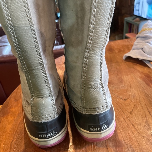 SOREL Joan Of Arctic Faux Fur Lined Suede Pebble Deep Blush Boots Wool Liner  8 - Picture 4 of 9